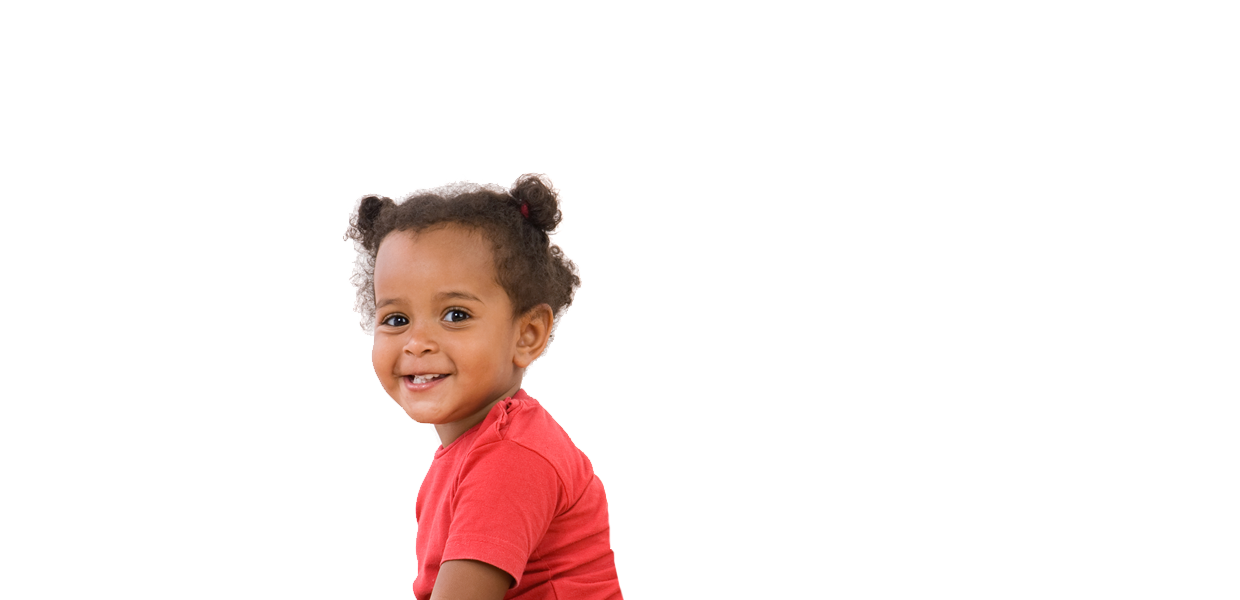 Frizzy-Girl toddler in red shirt